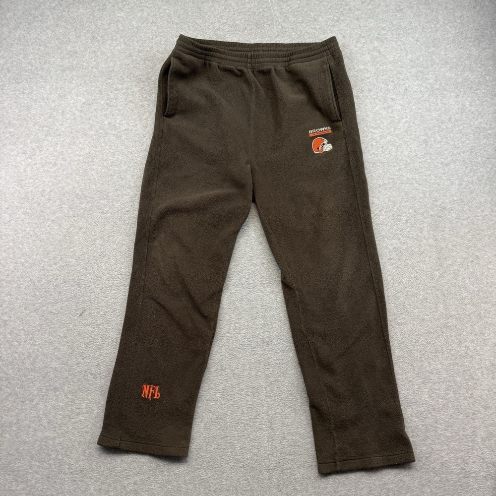 Cleveland Browns NFL Fleece‎ Sweatpants Mens L Large Embroidered Brown Orange